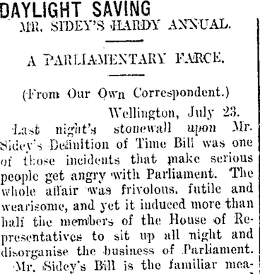 Image: DAYLIGHT SAVING. (Taranaki Daily News 26-7-1915)