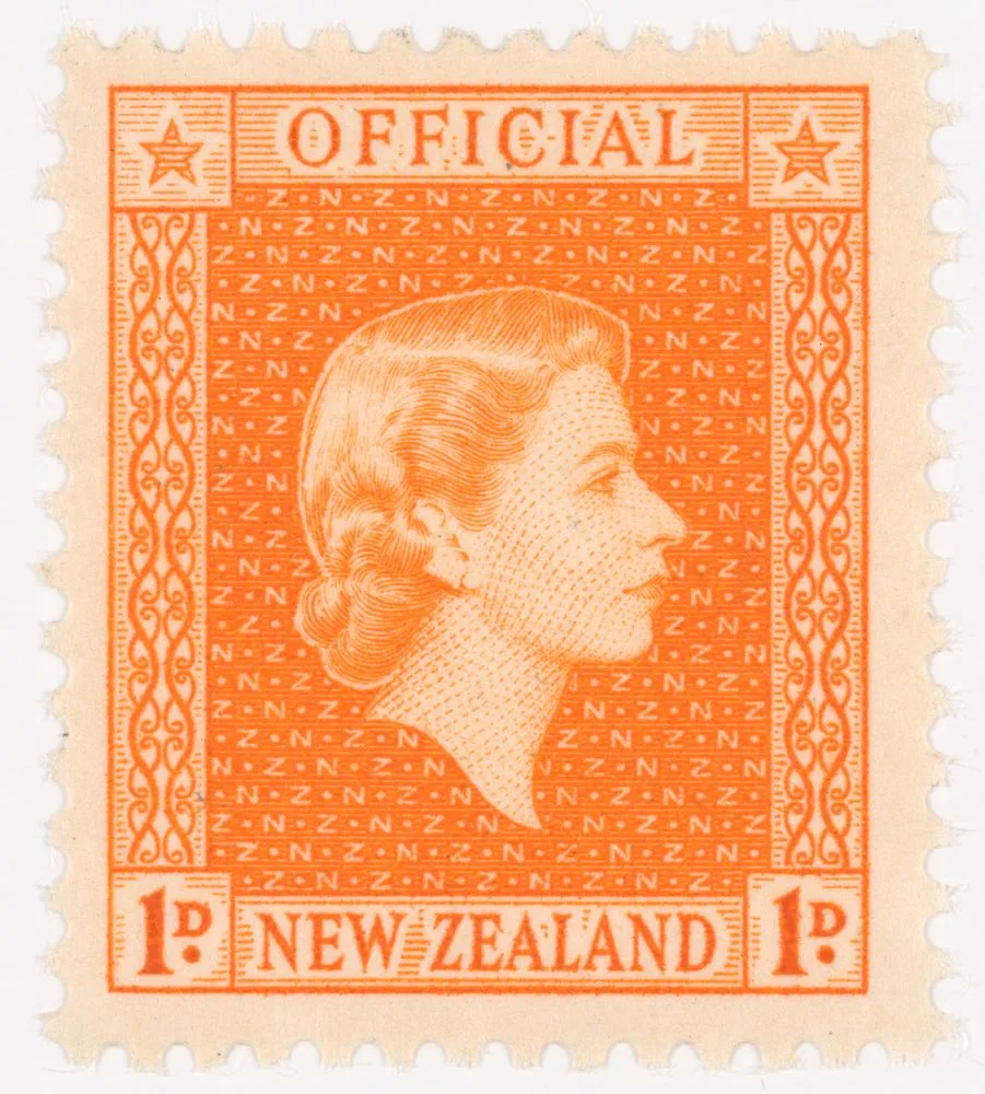 Issued one penny 'Queen Elizabeth II' Official stamp