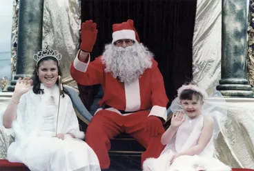 Image: Christmas parade 2003; snow princess Anna, Santa, fairy Piper.