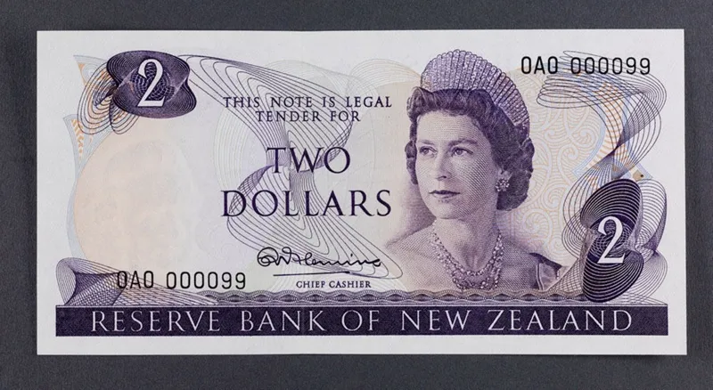 Reserve Bank of New Zealand 1967 Two Dollars Third Issue