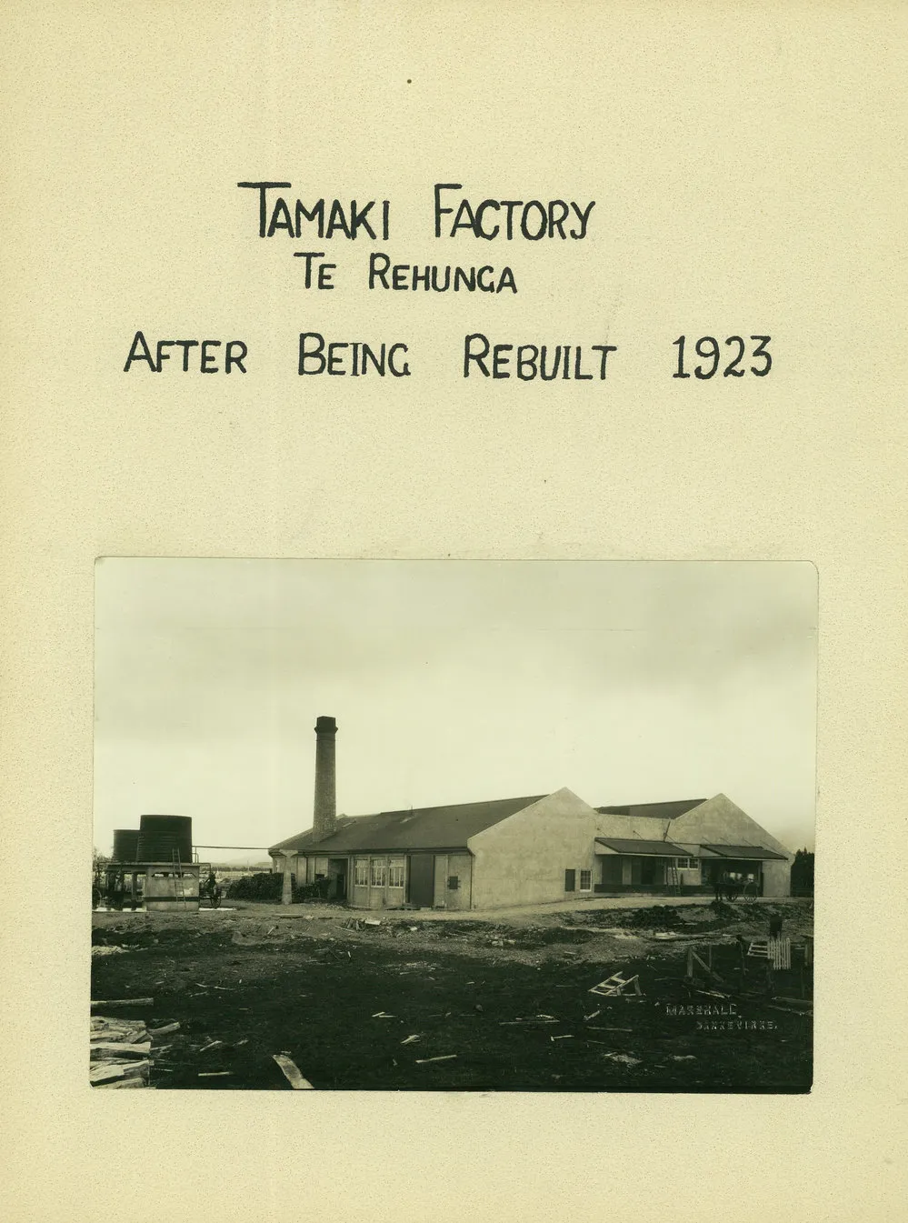 Tamaki Co-operative Dairy Company Limited. Factory at Te Rehunga after being rebuilt from 1923 to 1924