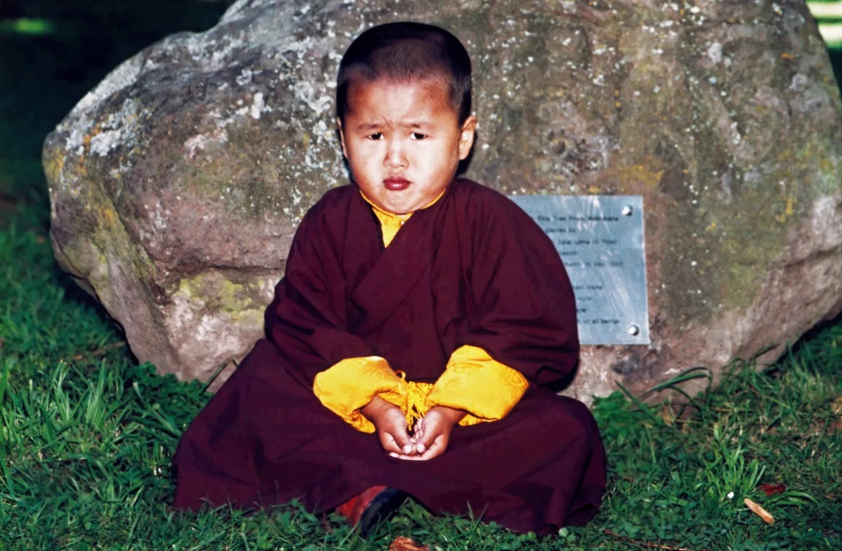 Pong Re Tulku Rinpoche with mani stone