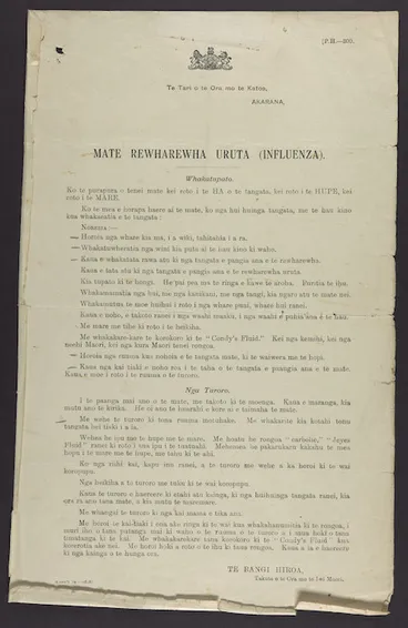 Image: Mate Rewharewha Uruta (influenza)