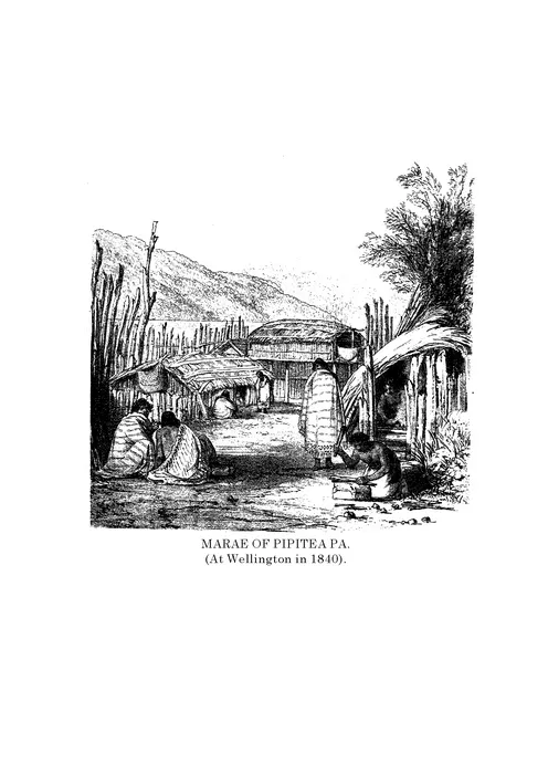 Marae of Pipitea Pa. (At Wellington in 1840)