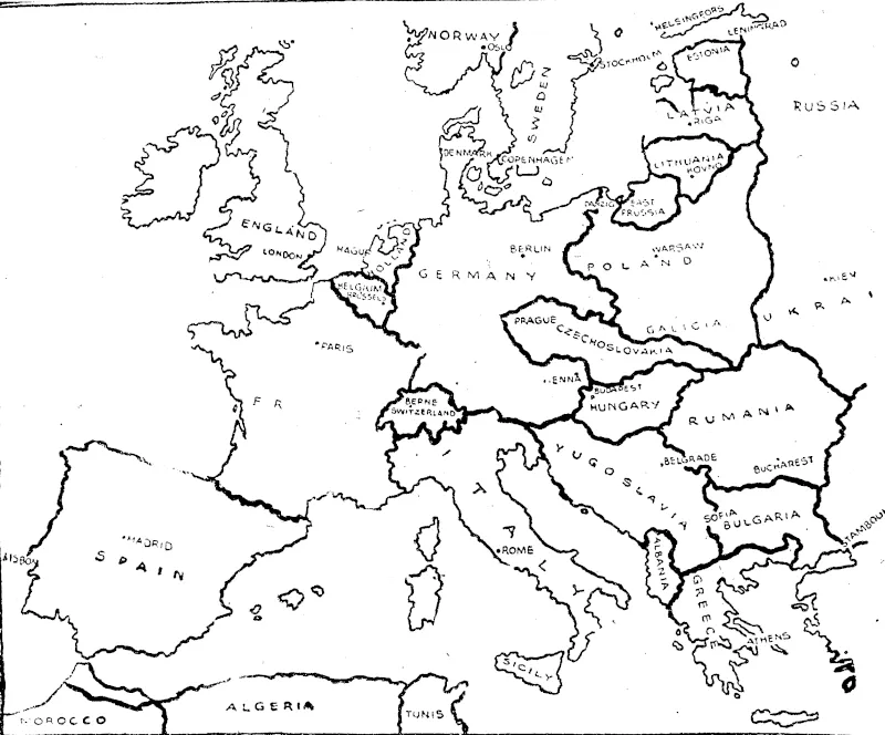 Outline map of Europe, (Evening Post, 12 September 1938)