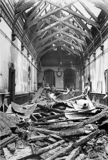 Image: Fire damaged Members Lobby, Parliament Buildings, Wellington