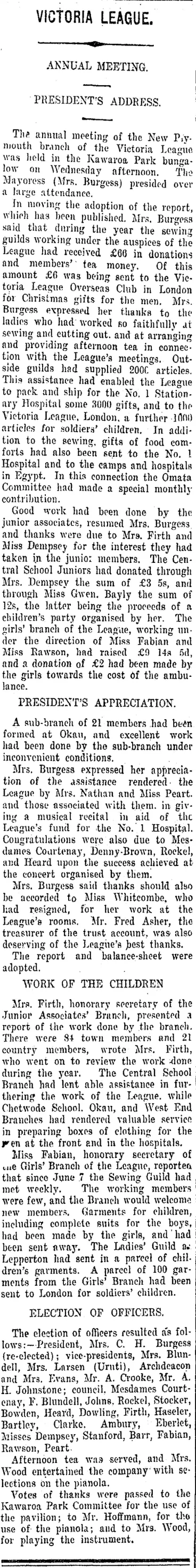 Image: VICTORIA LEAGUE. (Taranaki Daily News 24-11-1916)