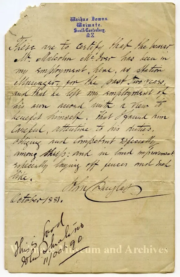 Testimonial Letter from John Douglas about Malcolm McIver