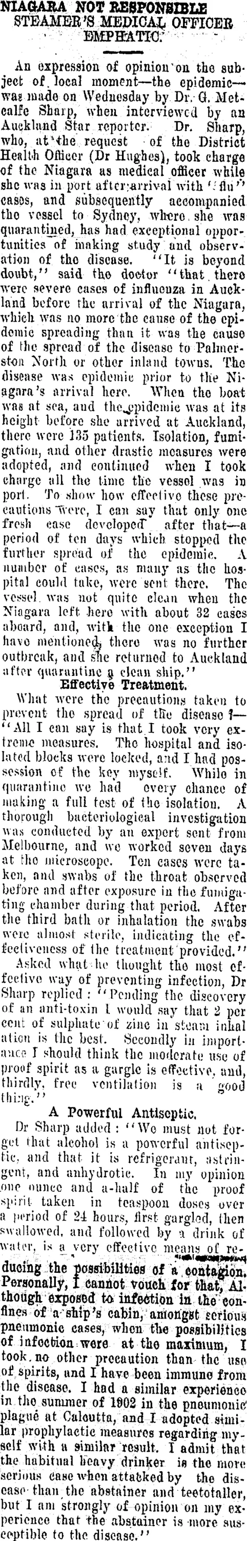 NIAGARA NOT RESPONSIBLE (Tuapeka Times 4-12-1918)
