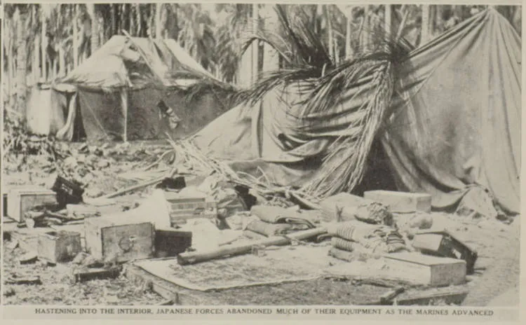 Hastening into the interior, Japanese forces abandoned much of their equipment as the marines advanced