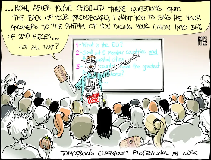Smith, Hayden James, 1976- :'Now, after you've chiselled these questions onto the back of your breadboard, I want you to sing me your answers to the rhythm of you dicing your onion into 36% of 250 pieces..got all that?'. 29 May 2012
