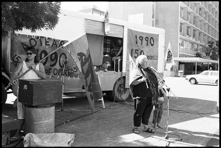 Sesquicentennial demonstration, Aotea Square, 1990