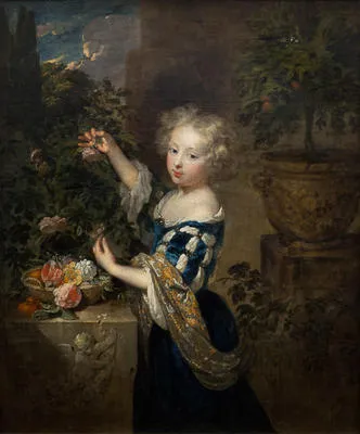Girl arranging flowers