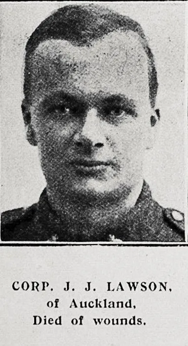 Corp J J Lawson of Auckland, died of wounds