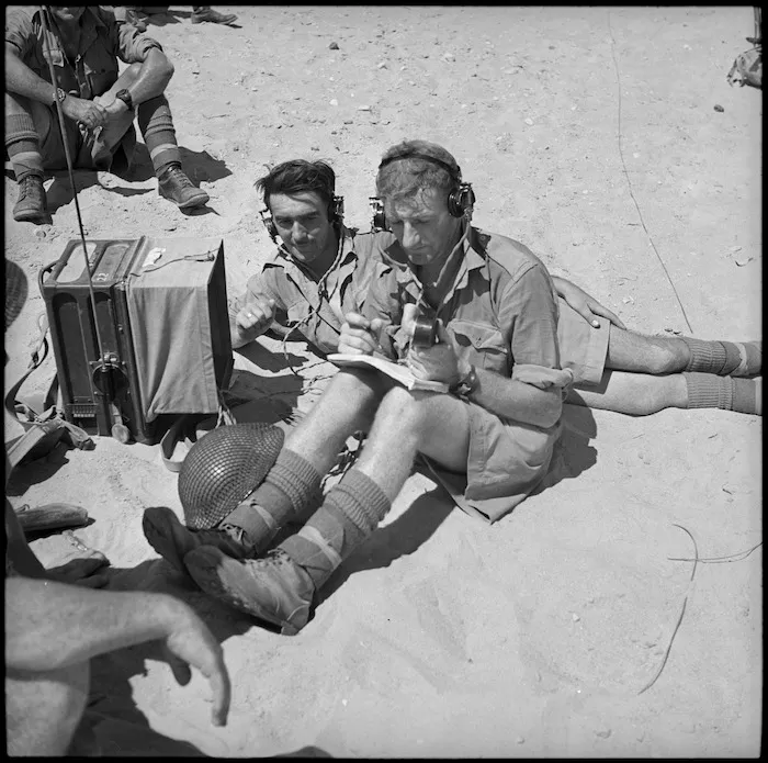 Signals with number 18 radio set on manoeuvres at El Saff, Egypt, during World War II
