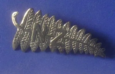brooch, silver fern