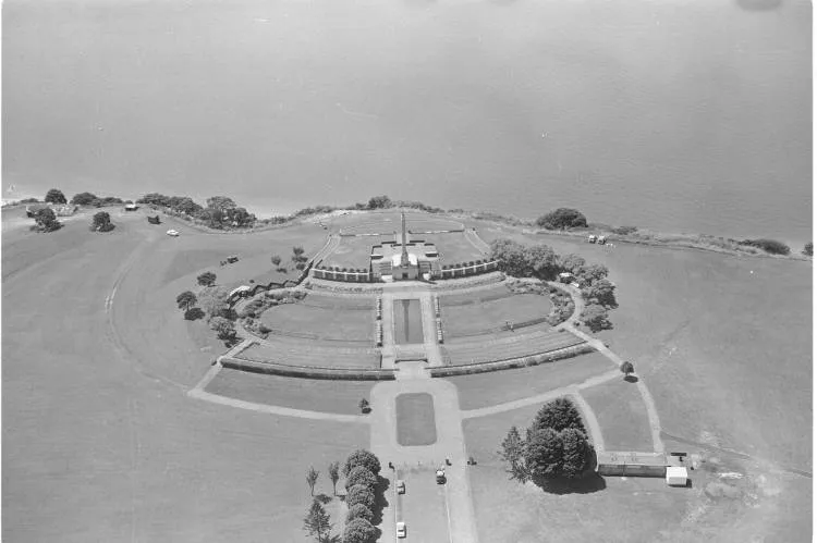 Aerial view of Bastion Point, 1965