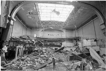 Image: Majestic Theatre and Cabaret being demolished, Willis Street, Wellington - Photograph taken by Greg King