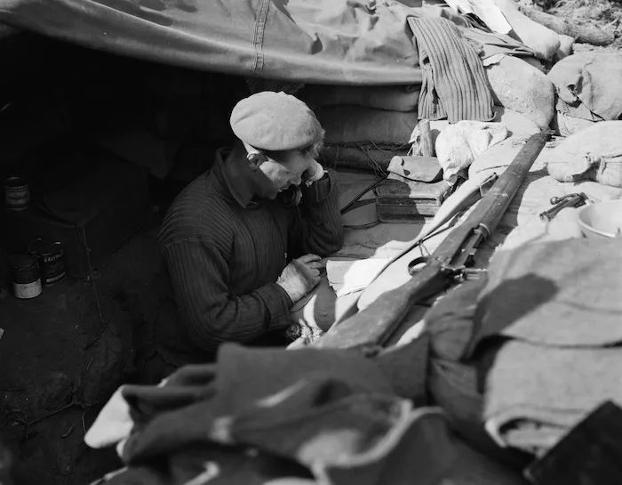 Gunner Derek Rixon at an observation post in Korea