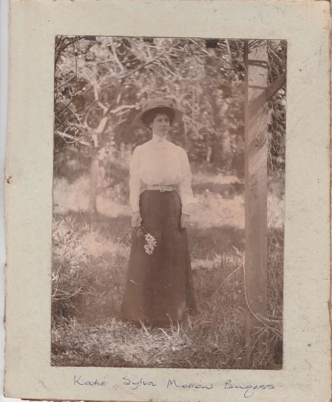 Katie Morrow in the garden at 'Simla'.