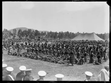 Image: Maori group performing a poi action song, Waikato