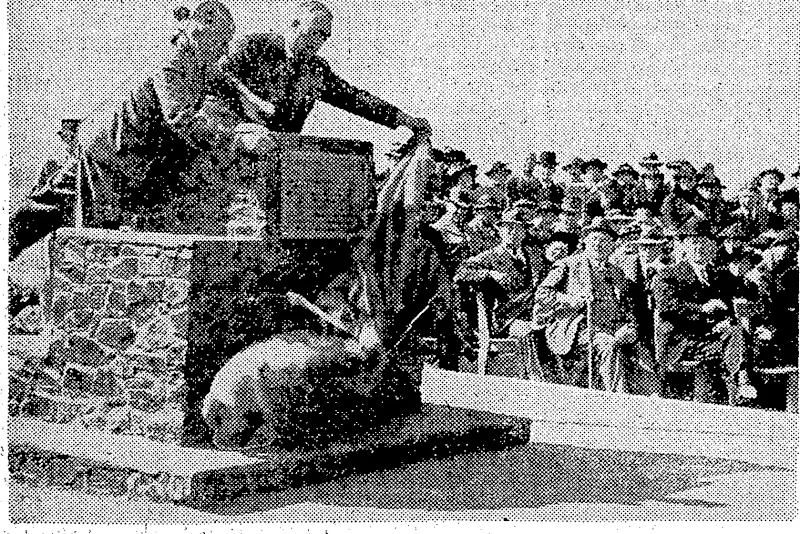 Mr. H. D. Bennett 'unveiling: a commemorative tablet and, fountain ori: the ?iew coast road just north of PuJceruaßay at Saturday's opening ceremonies, when the neiv Ngahauranga Gorge Road and the new .coast road were officially opened by the Hon. R. Semple, Minister of Public Works, whose Department carried , out the two •huge-jobs. (Evening Post, 06 November 1939)