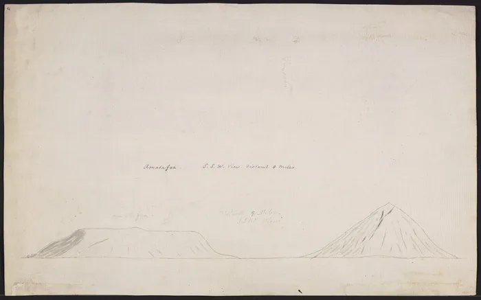 Ellis, William Wade, d 1785 :Amatoafoa. S. S. W. view. Distant 8 miles. [May 1777]