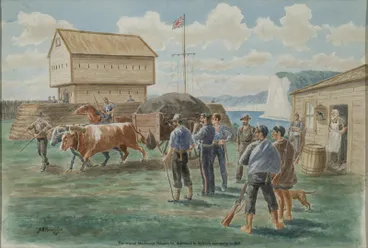 Image: "The original blockhouse Pukearuhe, destroyed by Wetere's war party in 1869"