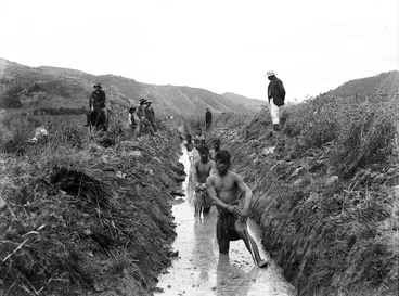 Image: Digging a drainage ditch in Whakaki
