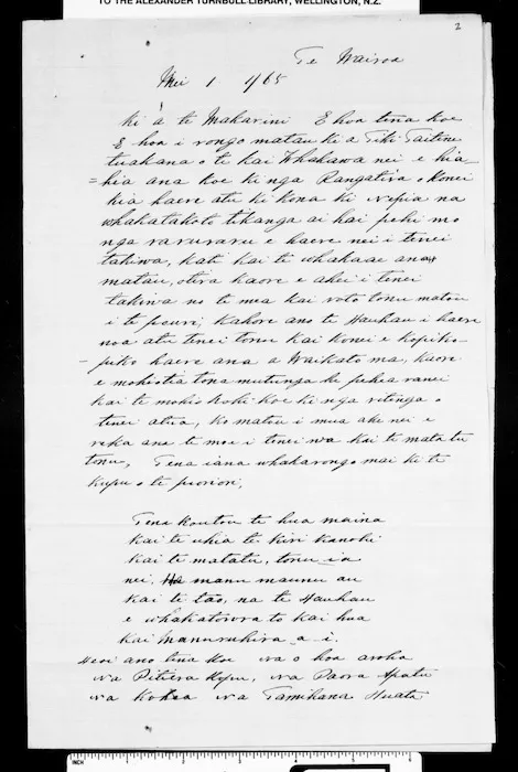 Letter from Pitiera Kopu, Paora Apatu, Kohea and Tamihana to McLean