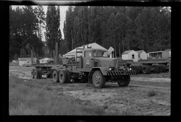 Image: Logging truck in camp, Kawerau