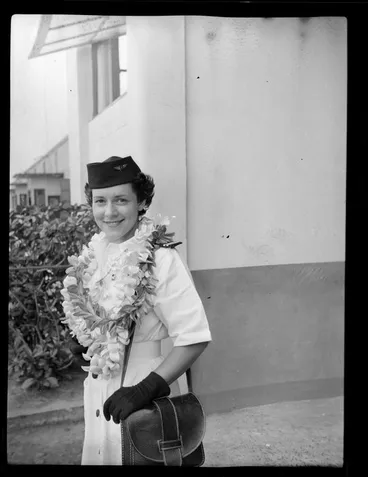 Image: Miss Arkle, air hostess, TEAL (Tasman Empire Airways Limited), Papeete, Tahiti