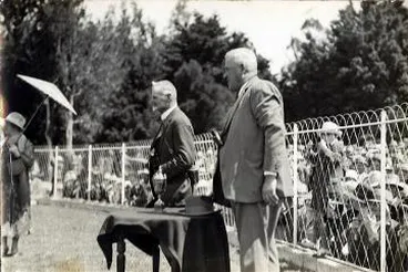 Image: William Bidwill and [George Hutton] at Tauherenikau Racecourse : digital image