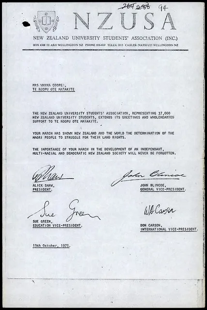 Māori Land March (1975) - Support from NZUSA