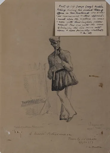Sketch of a Maori policeman. 1850. Image: Sketch of a Maori policeman. 1850.