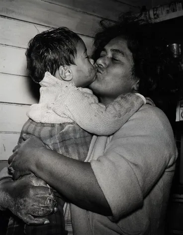 Image: Mother has to pick him up and kiss him better. From the series: Washday at the pa