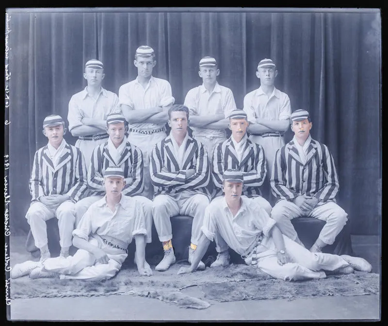 Glass Plate Negative: Christ's College, Cricket Eleven, 1919