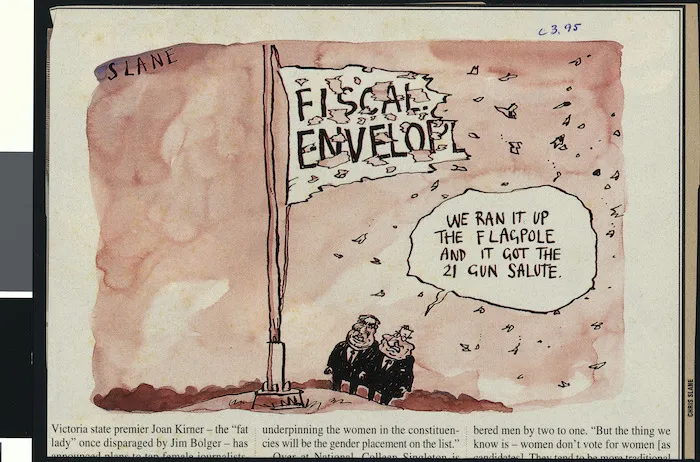 Slane, Christopher, 1957- :'We ran it up the flagpole and it got the 21 gun salute.' New Zealand Listener, March 1995.