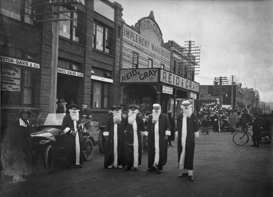 Group of Father Christmases