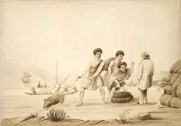 Image: [Williams, John] d 1905: Māori bargaining with Pākehā