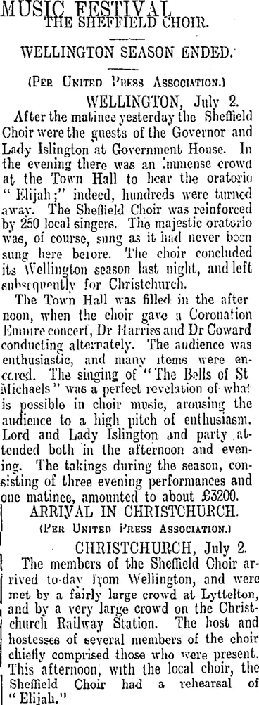 Image: MUSIC FESTIVAL. (Otago Daily Times 3-7-1911)
