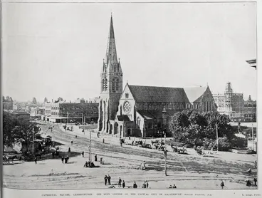 Image: CATHEDRAL SQUARE, CHRISTCHURCH: THE BUSY CENTRE OF THE CAPITAL CITY OF CANTERBURY, SOUTH ISLAND, N.Z.