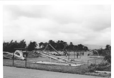 Image: View (1 of 2) of playground at Lake Horowhenua, 1969