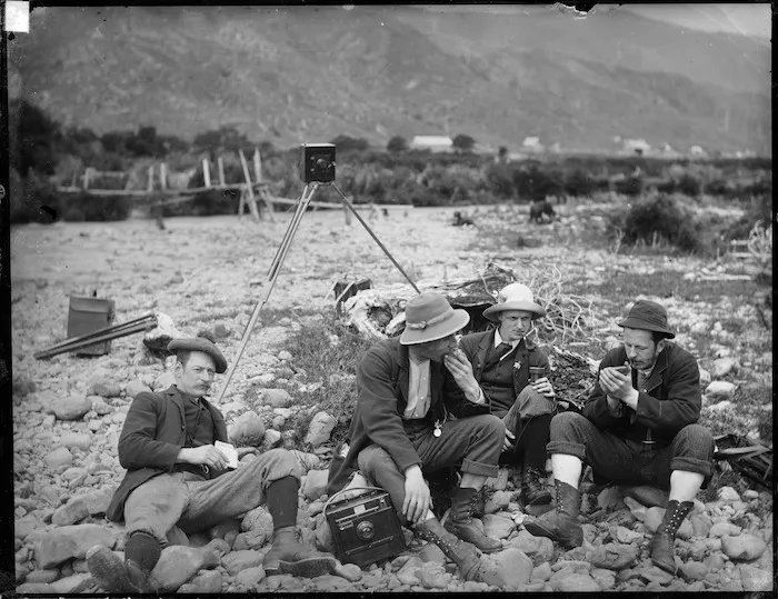 Group including photographer William Williams, Wainuiomata