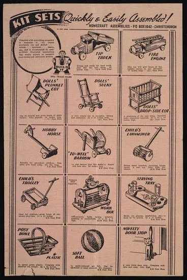 Image: Homecraft Assemblies (Firm): Kit sets quickly & easily assembled! Homecraft Assemblies, PO Box 1042, Christchurch [ca 1958]