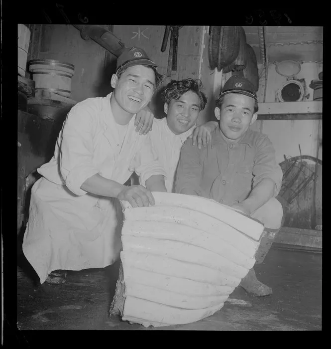 Japanese galley hands on the whaling ship Banshu