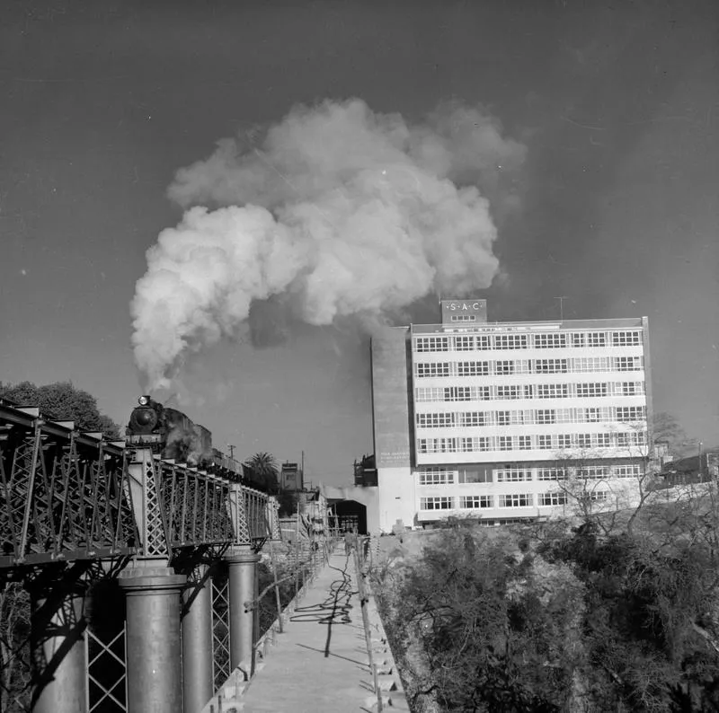 Steam train on Hamilton's first railway bridge