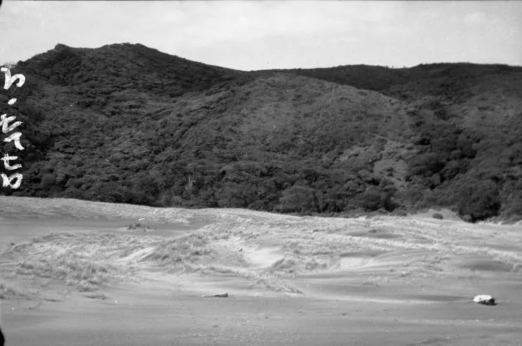 Site of engine on the beach at Karekare.