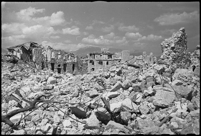 View of desolation seen by NZ troops after taking Cassino, Italy, World War II - Photograph taken by George Kaye