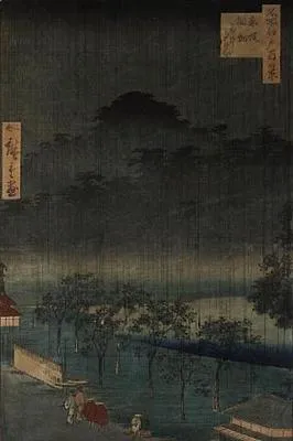 Akasaka Kiribatake uchû yûkei (Night Rain at Akasaka Kiribatake)